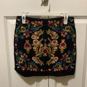 embroidered black skirt
